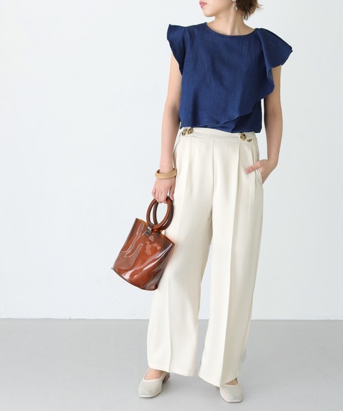 HER CLOSET（ハークローゼット）の「【Twenty Three】デニムアシメレイヤードフリルプルオーバー（シャツ/ブラウス・レディース・ネイビー/ブルー・FREE）」の17枚目の写真