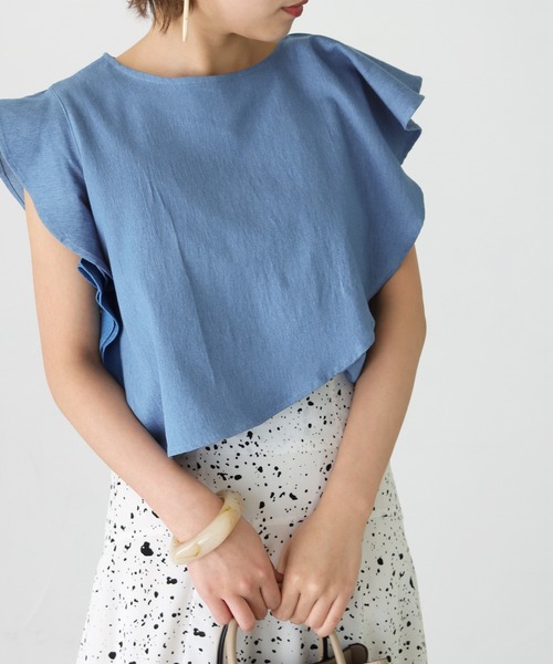 HER CLOSET（ハークローゼット）の「【Twenty Three】デニムアシメレイヤードフリルプルオーバー（シャツ/ブラウス・レディース・ネイビー/ブルー・FREE）」の15枚目の写真