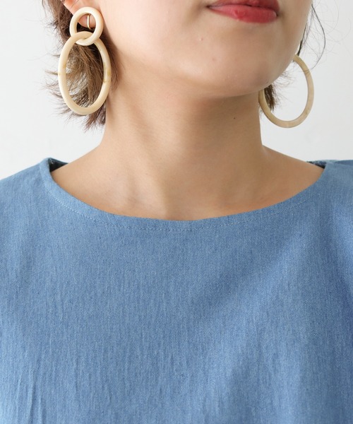 HER CLOSET（ハークローゼット）の「【Twenty Three】デニムアシメレイヤードフリルプルオーバー（シャツ/ブラウス・レディース・ネイビー/ブルー・FREE）」の5枚目の写真
