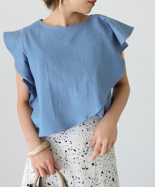 HER CLOSET（ハークローゼット）の「【Twenty Three】デニムアシメレイヤードフリルプルオーバー（シャツ/ブラウス・レディース・ネイビー/ブルー・FREE）」の18枚目の写真
