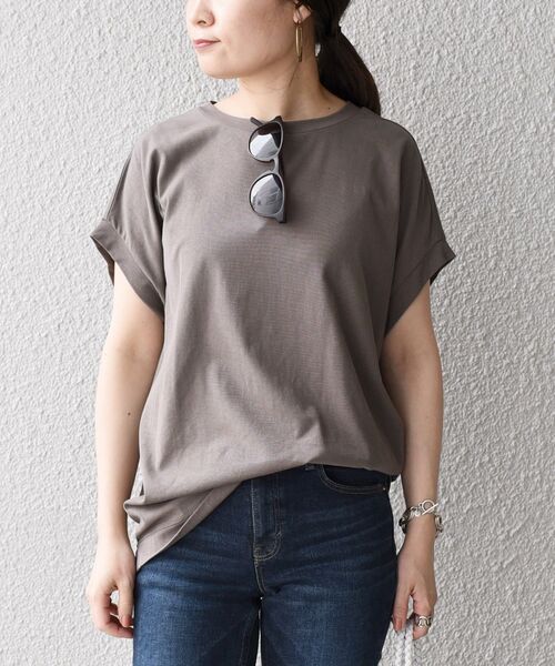 SHIPS(シップス)の「汗染み防止フレンチスリーブプルオーバー◆(Tシャツ/カットソー・レディース・ホワイト/ブラック/ダークグレー/グリーン・ONE SIZE)」の3枚目の写真