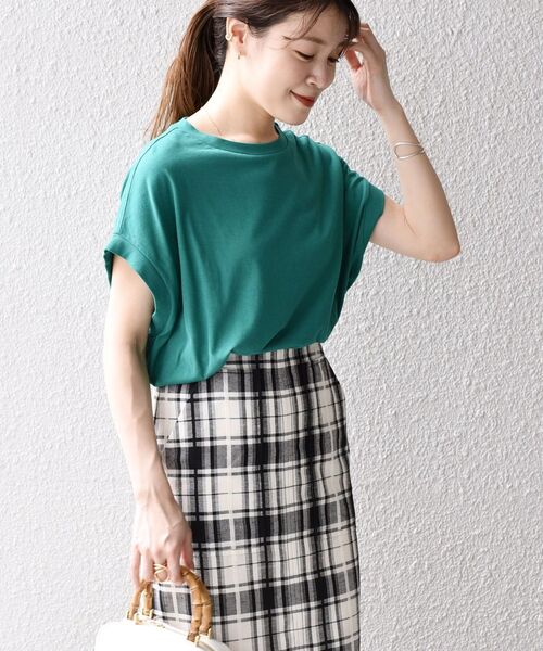 SHIPS(シップス)の「汗染み防止フレンチスリーブプルオーバー◆(Tシャツ/カットソー・レディース・ホワイト/ブラック/ダークグレー/グリーン・ONE SIZE)」の16枚目の写真