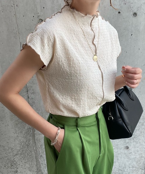 y/m by misato(イムバイミサト)の「フレンチメロウTシャツ(Tシャツ/カットソー・レディース・ライトグリーン/アイボリー・FREE)」の11枚目の写真