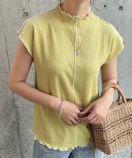 y/m by misato(イムバイミサト)の「フレンチメロウTシャツ(Tシャツ/カットソー・レディース・ライトグリーン/アイボリー・FREE)」の18枚目の写真