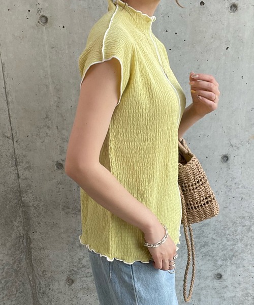 y/m by misato(イムバイミサト)の「フレンチメロウTシャツ(Tシャツ/カットソー・レディース・ライトグリーン/アイボリー・FREE)」の12枚目の写真