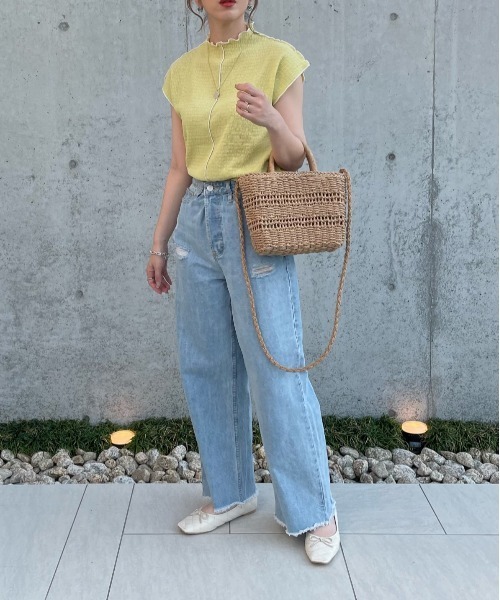 y/m by misato(イムバイミサト)の「フレンチメロウTシャツ(Tシャツ/カットソー・レディース・ライトグリーン/アイボリー・FREE)」の17枚目の写真