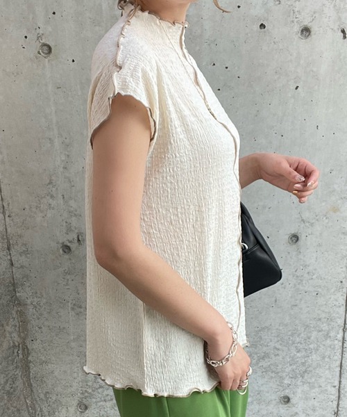 y/m by misato(イムバイミサト)の「フレンチメロウTシャツ(Tシャツ/カットソー・レディース・ライトグリーン/アイボリー・FREE)」の9枚目の写真