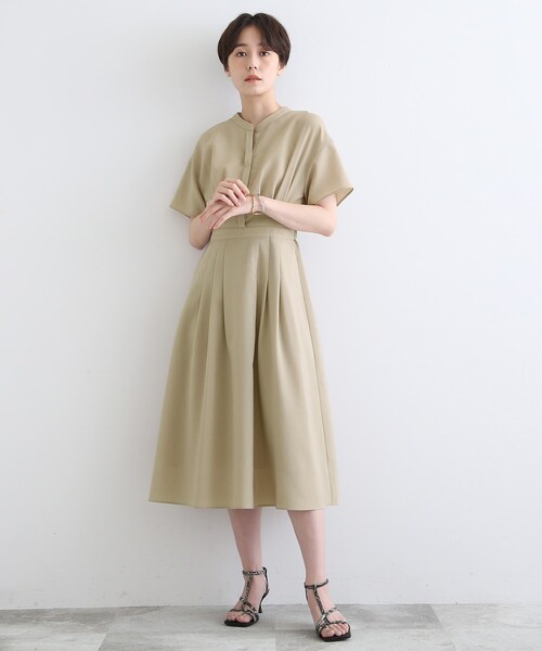 美品✨️【洗える】ウエストタックデザインワンピース 大きいサイズ 15 ロング INDIVI（インディヴィ）の「◇【洗える】ウエストタックデザイン