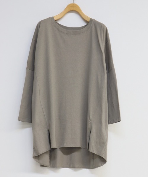 HEILIS(ヘイリス)の「《hideka select》七分袖スリットTシャツ(Tシャツ/カットソー・レディース・チャコールグレー/ブラック/オフホワイト/グレイッシュベージュ/モカ・FREE)」の5枚目の写真