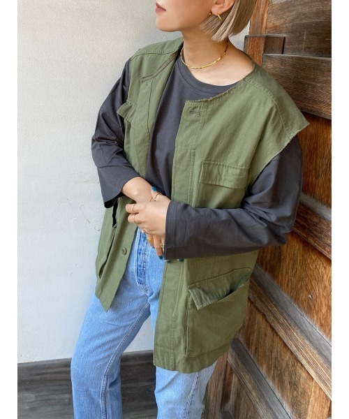 HEILIS(ヘイリス)の「《hideka select》七分袖スリットTシャツ(Tシャツ/カットソー・レディース・チャコールグレー/ブラック/オフホワイト/グレイッシュベージュ/モカ・FREE)」の7枚目の写真