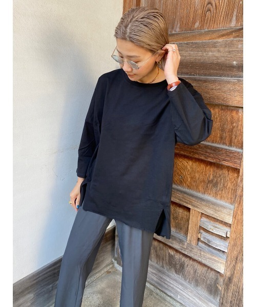 HEILIS(ヘイリス)の「《hideka select》七分袖スリットTシャツ(Tシャツ/カットソー・レディース・チャコールグレー/ブラック/オフホワイト/グレイッシュベージュ/モカ・FREE)」の19枚目の写真