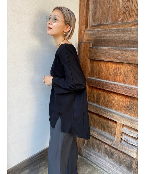 HEILIS(ヘイリス)の「《hideka select》七分袖スリットTシャツ(Tシャツ/カットソー・レディース・チャコールグレー/ブラック/オフホワイト/グレイッシュベージュ/モカ・FREE)」の21枚目の写真