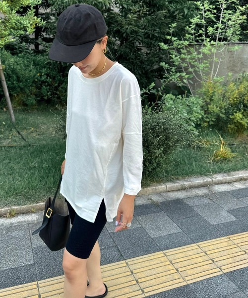HEILIS(ヘイリス)の「《hideka select》七分袖スリットTシャツ(Tシャツ/カットソー・レディース・チャコールグレー/ブラック/オフホワイト/グレイッシュベージュ/モカ・FREE)」の22枚目の写真