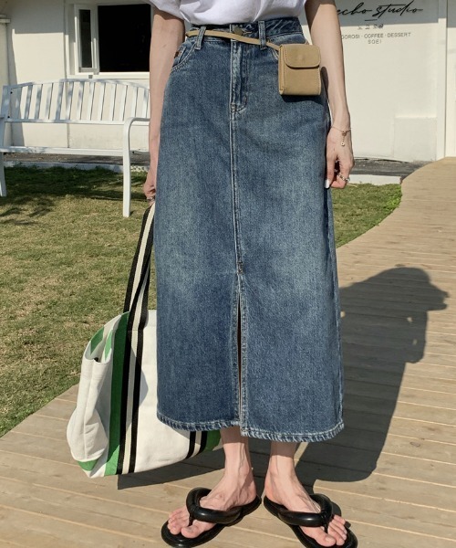 MANGROVE（マングローブ）の「ストレートロングデニムスカート（デニムスカート・レディース・ブルー・MEDIUM/LARGE）」の2枚目の写真