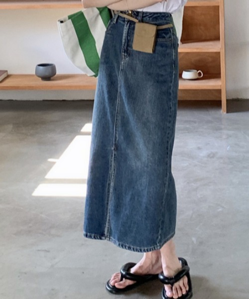 MANGROVE（マングローブ）の「ストレートロングデニムスカート（デニムスカート・レディース・ブルー・MEDIUM/LARGE）」の4枚目の写真
