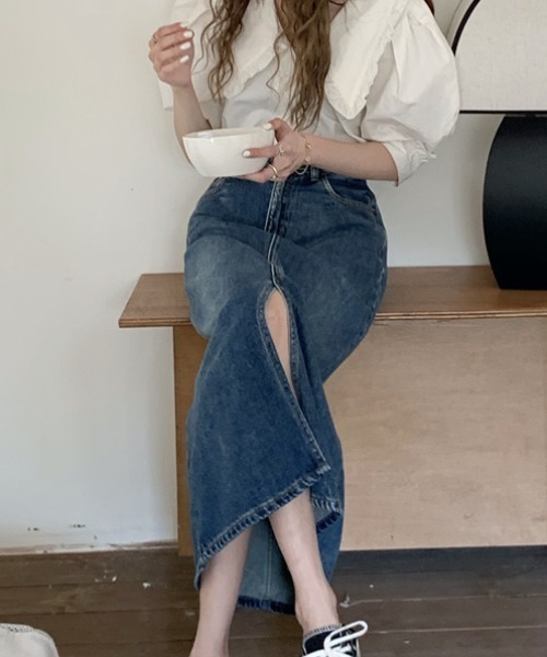 MANGROVE（マングローブ）の「ストレートロングデニムスカート（デニムスカート・レディース・ブルー・MEDIUM/LARGE）」の6枚目の写真