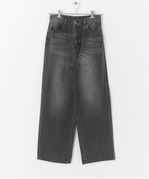 HEYUMM(ヘユム)の「ビンテージライクワイドデニムパンツ(デニムパンツ・メンズ・ブラック/ライトインディゴブルー・SMALL/MEDIUM)」の1枚目の写真