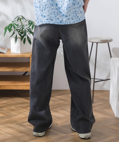 HEYUMM(ヘユム)の「ビンテージライクワイドデニムパンツ(デニムパンツ・メンズ・ブラック/ライトインディゴブルー・SMALL/MEDIUM)」の15枚目の写真