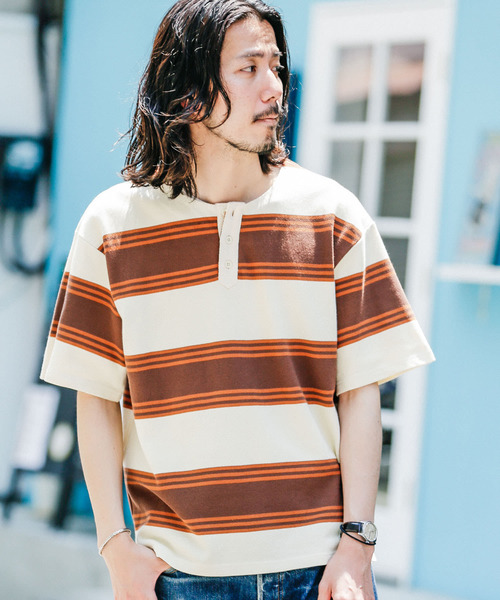 URBAN RESEARCH Sonny Label（アーバンリサーチサニーレーベル）の「ランダムボーダーヘンリーネックTシャツ（Tシャツ/カットソー・メンズ・ホワイト系その他/グリーン系その他・MEDIUM/LARGE）」の11枚目の写真