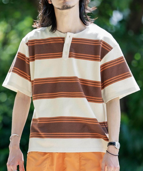 URBAN RESEARCH Sonny Label（アーバンリサーチサニーレーベル）の「ランダムボーダーヘンリーネックTシャツ（Tシャツ/カットソー・メンズ・ホワイト系その他/グリーン系その他・MEDIUM/LARGE）」の13枚目の写真