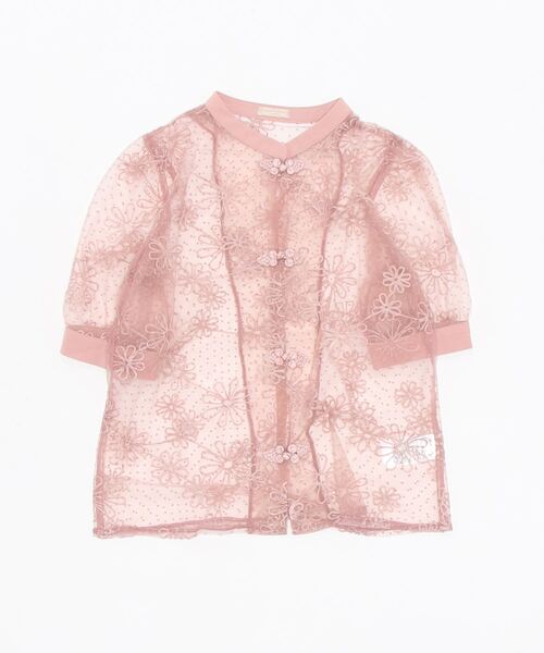 axes femme POETIQUE(アクシーズファムポエティック)の「チャイナボタンシアーシャツ(シャツ/ブラウス・レディース・キナリ/ピンク・MEDIUM)」の1枚目の写真
