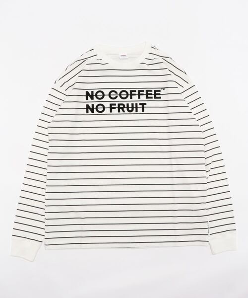 FRUIT OF THE LOOM(フルーツオブザルーム)の「NC ボーダープリントロングスリーブシャツ(Tシャツ/カットソー・メンズ・ホワイト/ブラック/グレー・M/L/XL)」の1枚目の写真