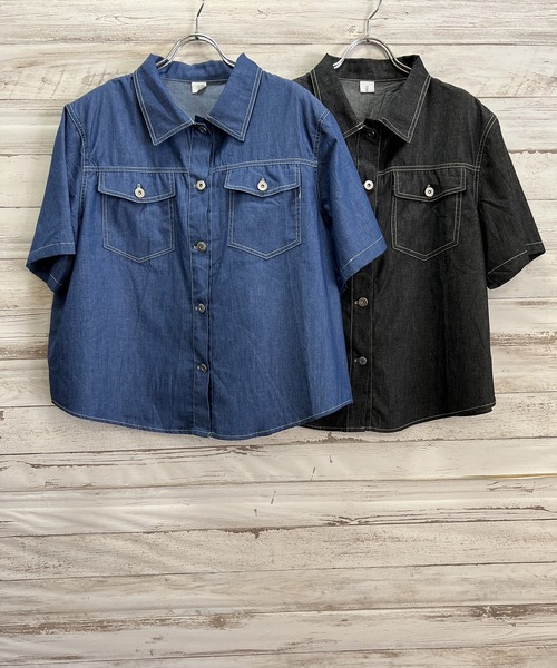 Jewelobe(ジュエローブ)の「デニムシャツ×ショートイージーパンツセットアップ(セットアップ・レディース・ブラック/ネイビー・FREE)」の9枚目の写真