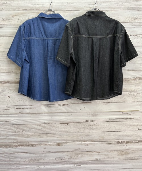 Jewelobe(ジュエローブ)の「デニムシャツ×ショートイージーパンツセットアップ(セットアップ・レディース・ブラック/ネイビー・FREE)」の6枚目の写真