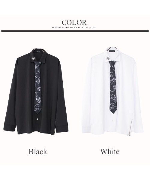 CIVARIZE / ネクタイ付き刺繍デザインシャツ F ブラック Y-24-11-30-039-GO-BL-SZ-ZS CIVARIZE（シヴァーライズ）の「『CIVARIZE/シヴァーライズ