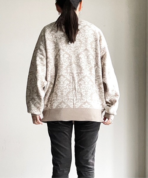 COMMON WARE(コモンウェアー)の「COMMONWARE:DAMASK JACQUARD KNIT C/N L/S/ダマスクジャガードクルーネックニット(ニット/セーター・レディース・グリーン/ブラック/ベージュ・L/XL/M)」の9枚目の写真