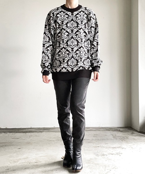 COMMON WARE(コモンウェアー)の「COMMONWARE:DAMASK JACQUARD KNIT C/N L/S/ダマスクジャガードクルーネックニット(ニット/セーター・レディース・グリーン/ブラック/ベージュ・L/XL/M)」の13枚目の写真
