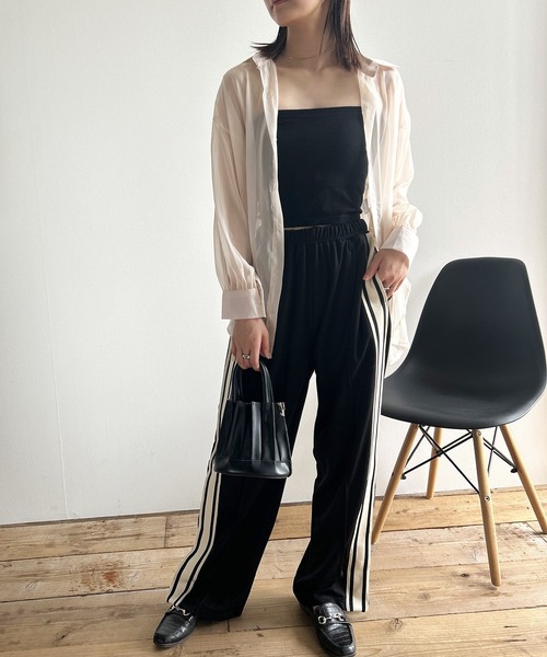 Kotoe(コトエ)の「ビッグシルエット レディース シースルーシャツ スリットリボン(シャツ/ブラウス・レディース・グレー/グリーン/ホワイト/オフホワイト・FREE)」の6枚目の写真