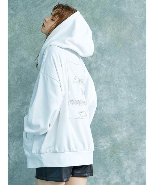 ENVYM（アンビー）の「ENVYM.裏毛前あきフーディー（パーカー・レディース・オフホワイト/ブラック/グレー・FREE）」の4枚目の写真