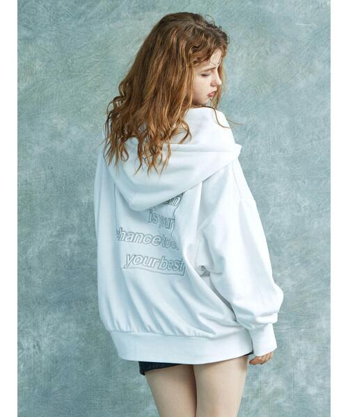 ENVYM（アンビー）の「ENVYM.裏毛前あきフーディー（パーカー・レディース・オフホワイト/ブラック/グレー・FREE）」の5枚目の写真