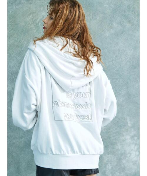 ENVYM（アンビー）の「ENVYM.裏毛前あきフーディー（パーカー・レディース・オフホワイト/ブラック/グレー・FREE）」の6枚目の写真