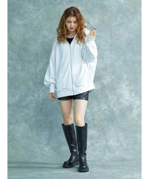 ENVYM（アンビー）の「ENVYM.裏毛前あきフーディー（パーカー・レディース・オフホワイト/ブラック/グレー・FREE）」の8枚目の写真