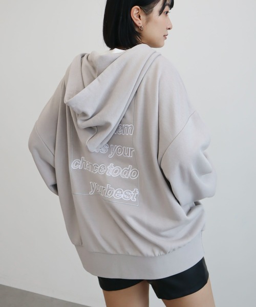 ENVYM（アンビー）の「ENVYM.裏毛前あきフーディー（パーカー・レディース・オフホワイト/ブラック/グレー・FREE）」の3枚目の写真