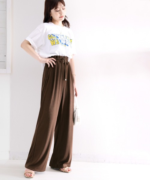 classicalelf(クラシカルエルフ)の「ストレスフリーの極み。楊柳ストレッチランダムリブフレアイージーパンツ(その他パンツ・レディース・ブラック/ベージュ/ブラウン/グレイッシュベージュ・SMALL/MEDIUM/LARGE/X-LARGE)」の19枚目の写真