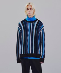 tk.TAKEO KIKUCHI | 透かし編みラッセルストライプニット(ニット/セーター)