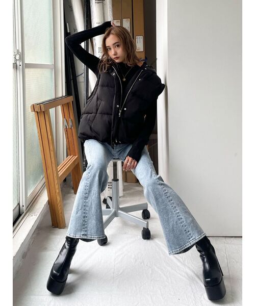 EMODA(エモダ)の「2WAYオーバーフードダウン(ダウンジャケット/コート・レディース・ブラック/アイボリー・FREE)」の19枚目の写真