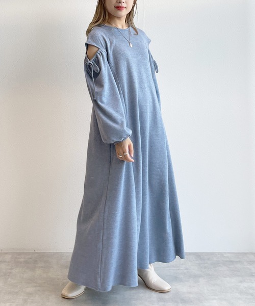 w closet(ダブルクローゼット)の「ショルダースリットリブワンピース(ワンピース・レディース・ライム/ライトベージュ/ブラック/ブルー・FREE)」の16枚目の写真