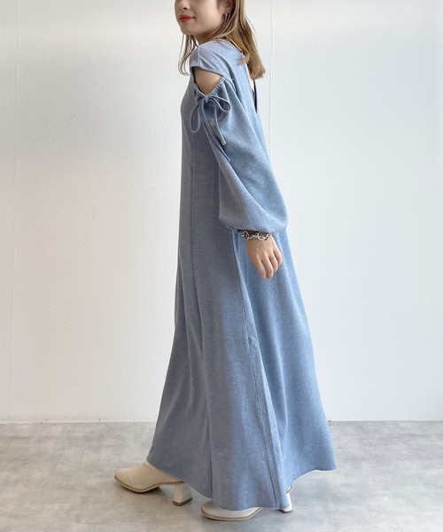 w closet(ダブルクローゼット)の「ショルダースリットリブワンピース(ワンピース・レディース・ライム/ライトベージュ/ブラック/ブルー・FREE)」の19枚目の写真