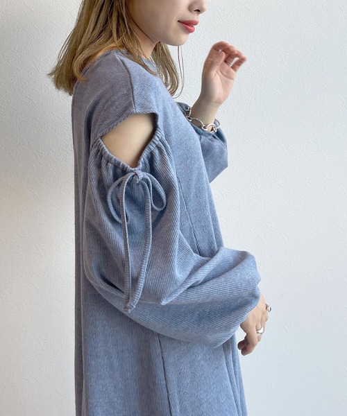 w closet(ダブルクローゼット)の「ショルダースリットリブワンピース(ワンピース・レディース・ライム/ライトベージュ/ブラック/ブルー・FREE)」の21枚目の写真
