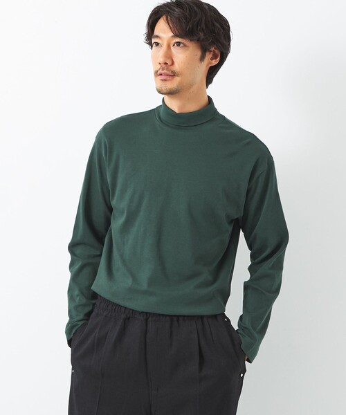 green label relaxing（グリーンレーベルリラクシング）の「オーガニック タートルネック ロングスリーブ カットソー -抗菌-（Tシャツ/カットソー・メンズ・ダークグリーン/ホワイト/ブラック/ライトグレー・L/XL/S/M）」の4枚目の写真