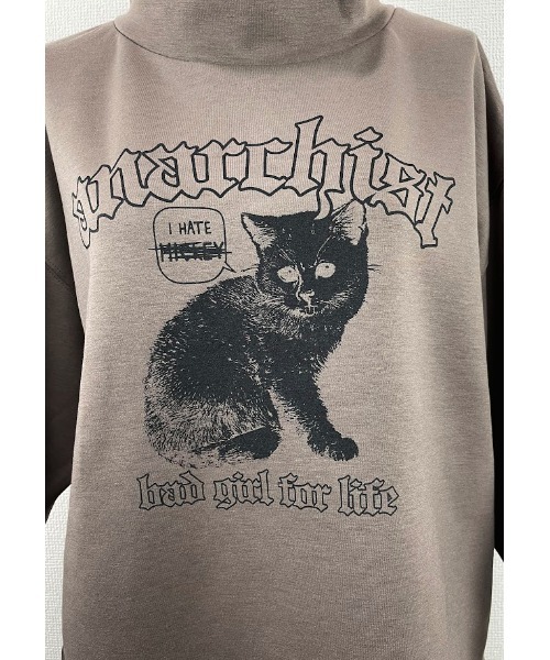 WORLD WIDE LOVE!（ワールドワイドラブ）の「キャットハイネックプル（Tシャツ/カットソー・レディース・ブラック/グレイッシュベージュ・1）」の10枚目の写真