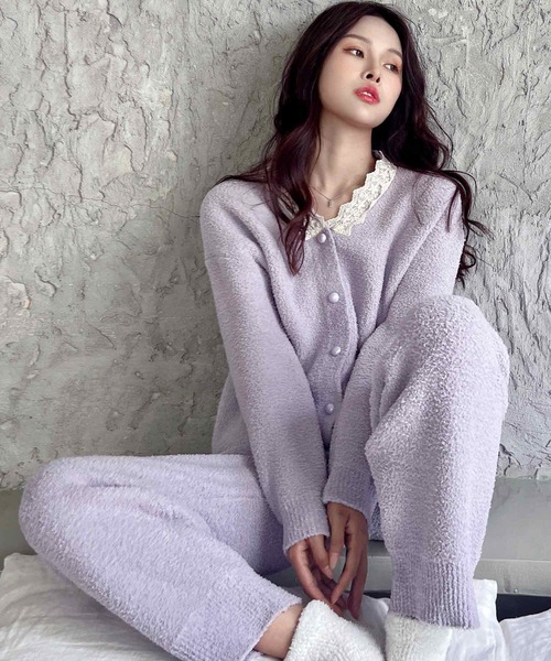 【セール】リンガーレース ニットカーディガン ルームウェア 上下セット（ルームウェア/パジャマ）｜OSYAREVO（オシャレボ）