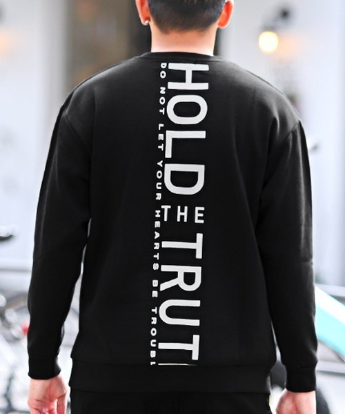 LUXSTYLE（ラグスタイル）の「刺繍入りロゴプリントトレーナー（スウェット・メンズ・ブラック/ホワイト・L/XL/M）」の10枚目の写真