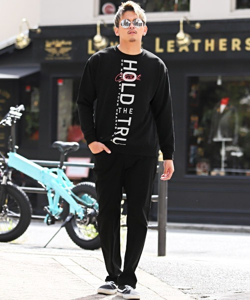 LUXSTYLE（ラグスタイル）の「刺繍入りロゴプリントトレーナー（スウェット・メンズ・ブラック/ホワイト・L/XL/M）」の12枚目の写真