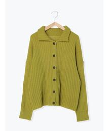 Samansa Mos2 | 【リサイクルポリエステル】柄編み襟付カーディガン(カーディガン/ボレロ)