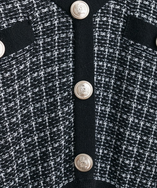 セール】madoka金釦ツイードニットワンピース（ワンピース）｜natural